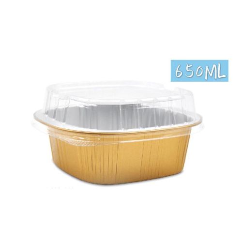Disposable Aluminum Square Foil Pans with Snap-on Plastic Lids 650 ml Food Dish Pan, Cake Pan, Dessert Pan, Extra-Sturdy Containers for Cooking Disposable Aluminum Square Foil Pans with Snap-on Plastic Lids 650 ml Food Dish Pan, Cake Pan, Dessert Pan, Extra-Sturdy Containers for Cooking