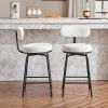 Modern Swivel Bar Stools Set of 2, Boucle Upholstered Counter Height Bar Chairs with Metal Legs & Footrest, 360° Swivel Barstools for Kitchen Island