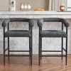 Modern Upholstered Bar Stools Set of 2, Boucle Fabric Counter Height Chairs with Metal Frame & Armrests, Kitchen Island Bar Chairs for Home