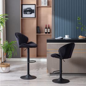 Bar Stools Set of 2 - Adjustable Barstools with Back and Footrest; Counter Height Bar Chairs for Kitchen; Pub -black