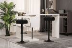 Round Storage Bar Stool Set of 2, Black Linen Height Adjustable Barstool, 360°Counter Height Swivel Stool