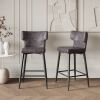 28inch Counter Height Bar Stools Set of 2, Modern Bar Upholstered Chairs with PU Leather, Metal Footrest and Frame for Kitchen Island, Bar Table