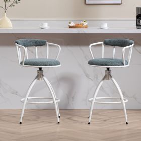 26'' Swivel Counter Height Bar Stool, Set of 2- Fabric Seat with Metal Frame, Modern Industrial Design Bar Chairs for Kitchen Island, Dining Room