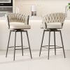 360°Swivel Bar Chairs set of 2, equipped with soft cushioned backrest counter stool, metal leg modern luxury kitchen chair, suitable for family dining