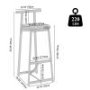 27''H Barstool Set of 3 Wooden Round Bar Stools with Footrest Modern Kitchen Chairs for Counter (Black & Black)