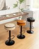 Round Storage Bar Stool Set of 2, Brown Faux Leather Height Adjustable Barstool, 360°Counter Height Swivel Stool