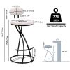 Round Print Bar Stools Set of 2 Black Metal Upholstered Chairs for Kitchen Island & Dining Rooms Counter Stools (Black & White Print)