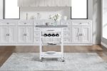 Mobile Rolling Kitchen Island Trolley Serving Cart with Underneath Drawer & Slide-Out Wire Storage Basket