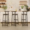 27''H Barstool Set of 3 Wooden Round Bar Stools with Footrest Modern Kitchen Chairs for Counter (Black & Black)