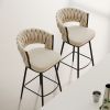 360°Swivel Bar Chairs set of 2, equipped with soft cushioned backrest counter stool, metal leg modern luxury kitchen chair, suitable for family dining