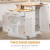 Kitchen Island with Storage Cabinet and 2-Level Rubber Wood Tabletop, Island Table with Adjustable Shelves and Drawers, White