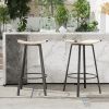 Counter Height Bar Stools Backless Handwoven Kitchen Dining Chairs with Round Footrest PVC Weaving Pub Stool for Indoor & Outdoor (Black & Creamy Whit