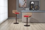 COOLMORE Modern Swivel Bar Stools Set of 2 Adjustable Counter Height Chairs with Footrest for Kitchen, Dining Room (Red)