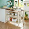 Solid Wood Rustic 3-piece 45" Stationary Kitchen Island Set with 2 Seatings