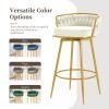 Swivel Counter Height Bar Stools Set of 2,31.5"Bar Height Stools with Hand-Woven Backrest & Gold Metal Legs