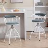 26'' Swivel Counter Height Bar Stool, Set of 2- Fabric Seat with Metal Frame, Modern Industrial Design Bar Chairs for Kitchen Island, Dining Room