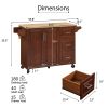 Kitchen Island with Drop Leaf Countertop, Rolling Kitchen Island Cart , Barn Door Kitchen Island Table with Storage Cabinet and Tower Rack