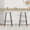 Counter Height Bar Stools Backless Handwoven Kitchen Dining Chairs with Round Footrest PVC Weaving Pub Stool for Indoor & Outdoor (Black & Creamy Whit
