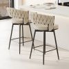 360°Swivel Bar Chairs set of 2, equipped with soft cushioned backrest counter stool, metal leg modern luxury kitchen chair, suitable for family dining