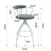 26'' Swivel Counter Height Bar Stool, Set of 2- Fabric Seat with Metal Frame, Modern Industrial Design Bar Chairs for Kitchen Island, Dining Room