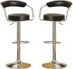 Contemporary Style Black Bar Stool Counter Height Chairs Set of 2 Adjustable Swivel Kitchen Island Stools