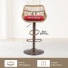 COOLMORE Modern Swivel Bar Stools Set of 2 Adjustable Counter Height Chairs with Footrest for Kitchen, Dining Room (Red)