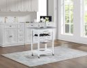 Mobile Rolling Kitchen Island Trolley Serving Cart with Underneath Drawer & Slide-Out Wire Storage Basket