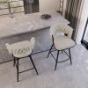 26" Bar Chair Linen Woven Bar Stool Set of 2,Black legs Barstools No Adjustable Kitchen Island Chairs