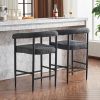 Modern Upholstered Bar Stools Set of 2, Boucle Fabric Counter Height Chairs with Metal Frame & Armrests, Kitchen Island Bar Chairs for Home