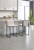 Counter Height Bar Stools Set of 2, Upholstered Linen Bar Chairs, Metal Footrest and Frame for Kitchen,Dining Room-IVORY