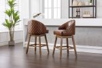 COOLMORE Bar Stools Set of 2 Counter Height Chairs with Footrest for Kitchen, Dining Room And 360 Degree Swivel