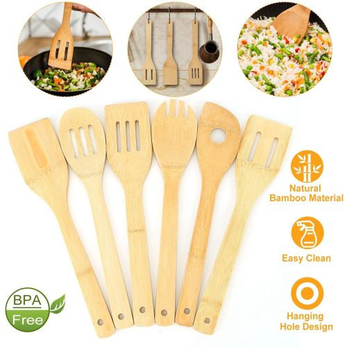 6Pcs Cooking Utensil Bamboo Wooden Spoons Spatula Kitchen Cooking Tools 6Pcs Cooking Utensil Bamboo Wooden Spoons Spatula Kitchen Cooking Tools