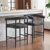 Modern Upholstered Bar Stools Set of 2, Boucle Fabric Counter Height Chairs with Metal Frame & Armrests, Kitchen Island Bar Chairs for Home
