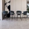 26" Bar Chair Suede Woven Bar Stool Set of 4,Black legs Barstools No Adjustable Kitchen Island Chairs