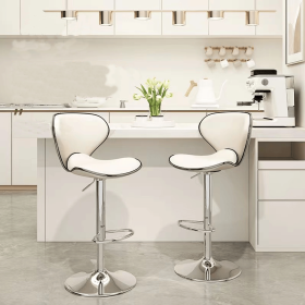 Set of 2 Bar Stools,Height Adjustable bar Chair with 360 Degree Option can be Used in Bars, counters, Kitchens, etc (Color: White)
