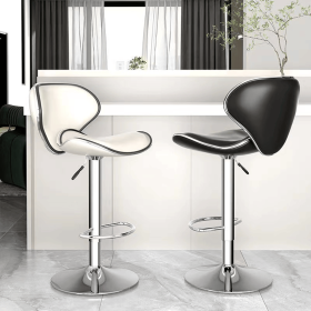 Set of 2 Bar Stools,Height Adjustable bar Chair with 360 Degree Option can be Used in Bars, counters, Kitchens, etc (Color: Black)