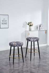 Counter Height Bar Stools Set of 2 (Main Material: Polyester, Main Color: Black and Silver)