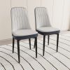 A set of 4 or 2 dining chair, modern style chair made of high-quality PU Leather fabric with thick soft cushions, black metal leg kitchen chair