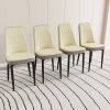 A set of 4 or 2 dining chair, modern style chair made of high-quality PU Leather fabric with thick soft cushions, black metal leg kitchen chair