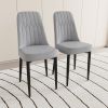 A set of 4 or 2 dining chair, modern style chair made of high-quality PU Leather fabric with thick soft cushions, black metal leg kitchen chair