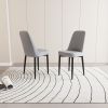 A set of 4 or 2 dining chair, modern style chair made of high-quality PU Leather fabric with thick soft cushions, black metal leg kitchen chair