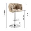 360° Fabric cover Swivel Bar Stools Set of 2, Adjustable Counter Height Bar Chairs with Woven Back & Footrest