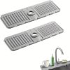 2Pcs Kitchen Sink Splash Guard - Silicone Faucet Handle Drip Catcher Tray Behind Faucet
